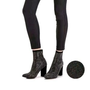 Wild‎ Pair Women's Baybe Bling Sock Booties Shoes Black 8M